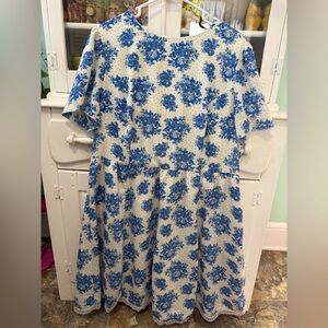 ModCloth Floral Blue and White Dress